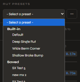 Rut shape presets